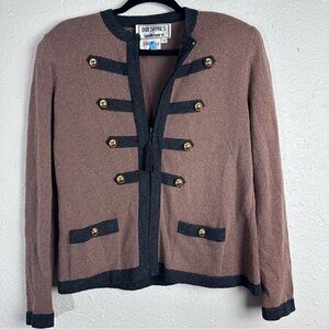 Vintage‎ Don Sayres For Wellmore Brown Jacket with Black Trim Size 12